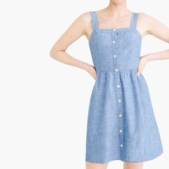 NWOT - JCrew Chambray Button-Front Sundress – Size 2 – Light Blue - Picture 6 of 6